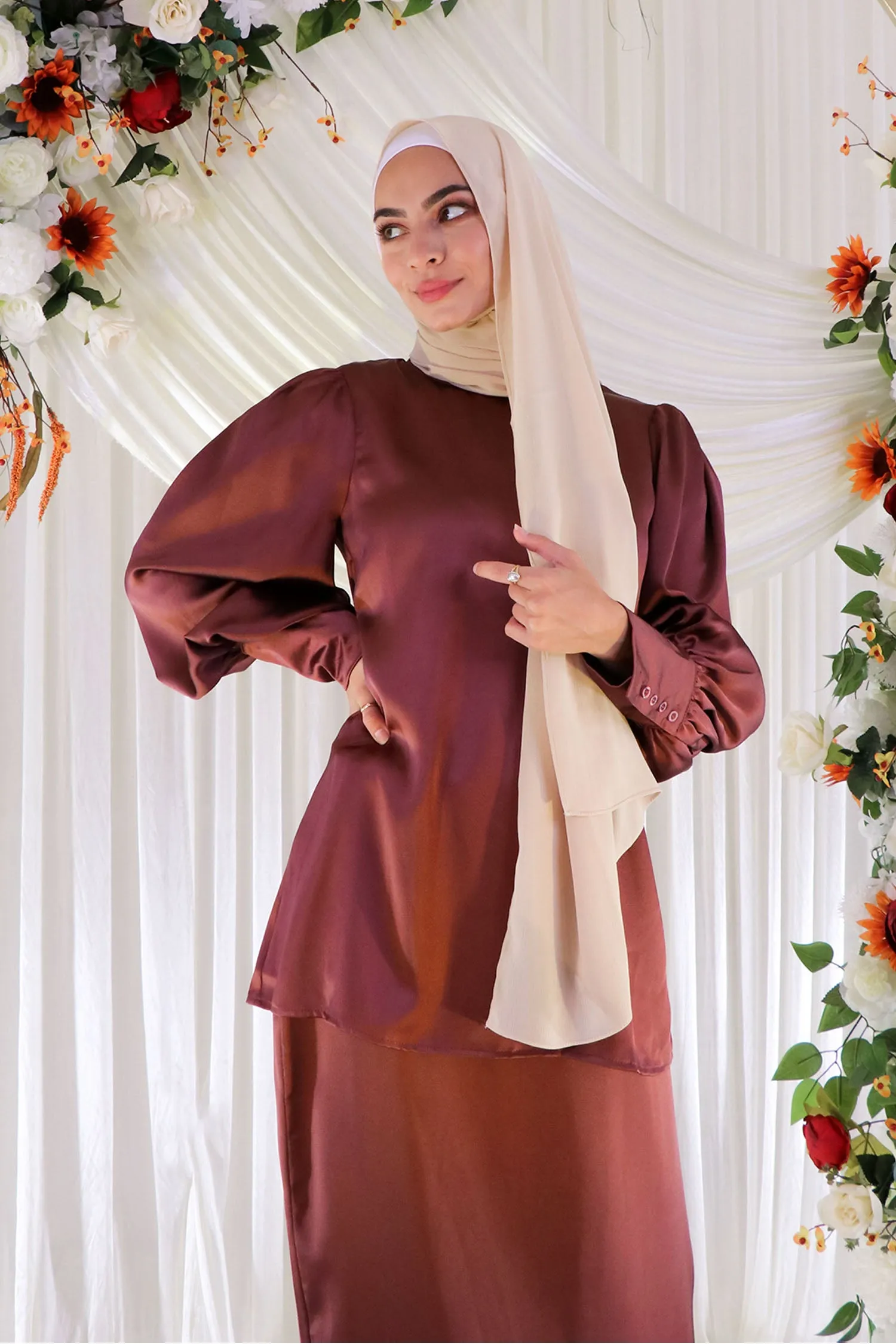 Aliya Satin Top- Rusty Pink