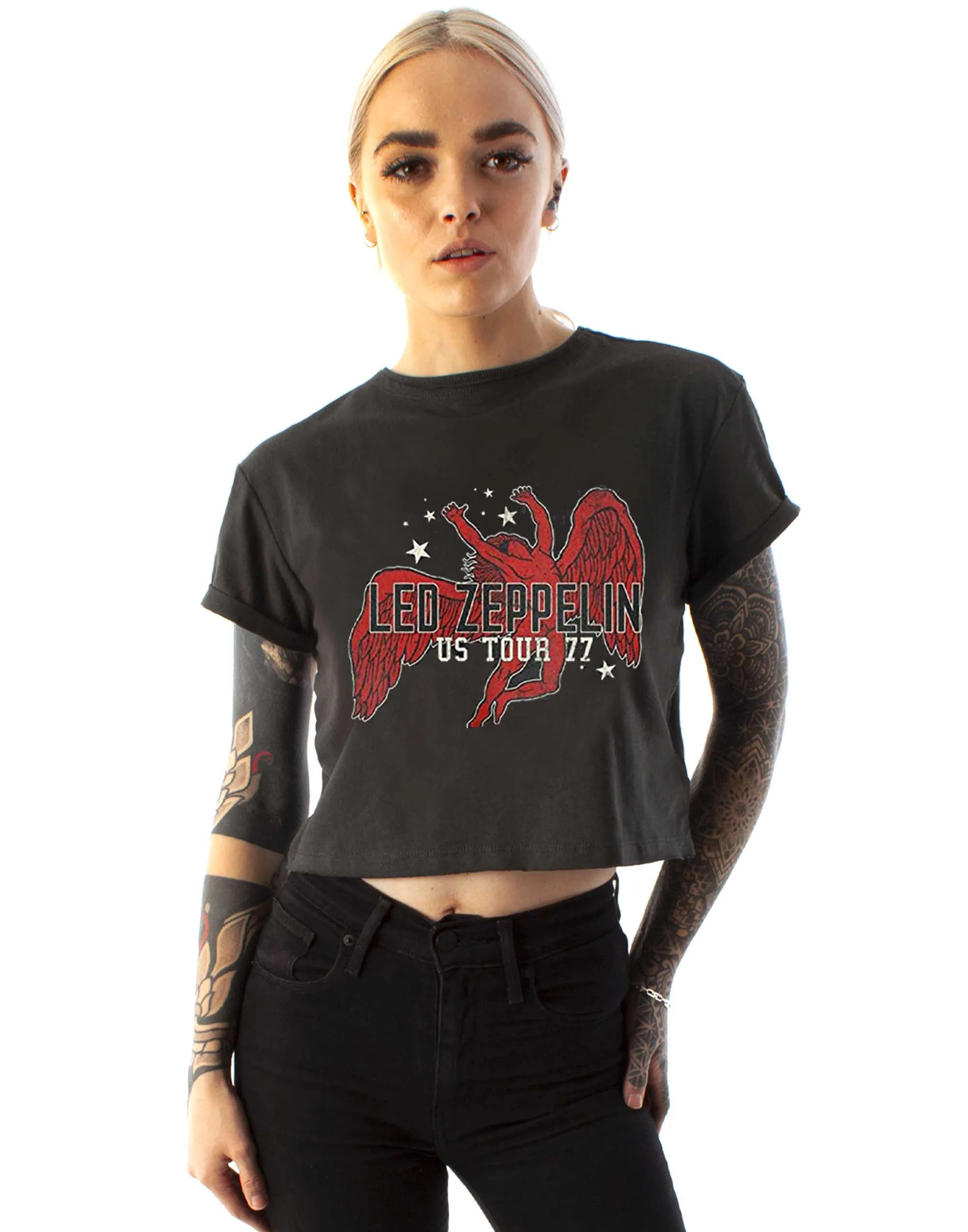 Amplified Led Zeppelin Icarus Tour 77 Women's Cropped T-Shirt