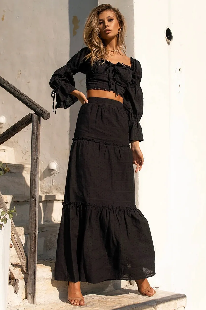 Analia black top and maxi skirt (sold as separates)