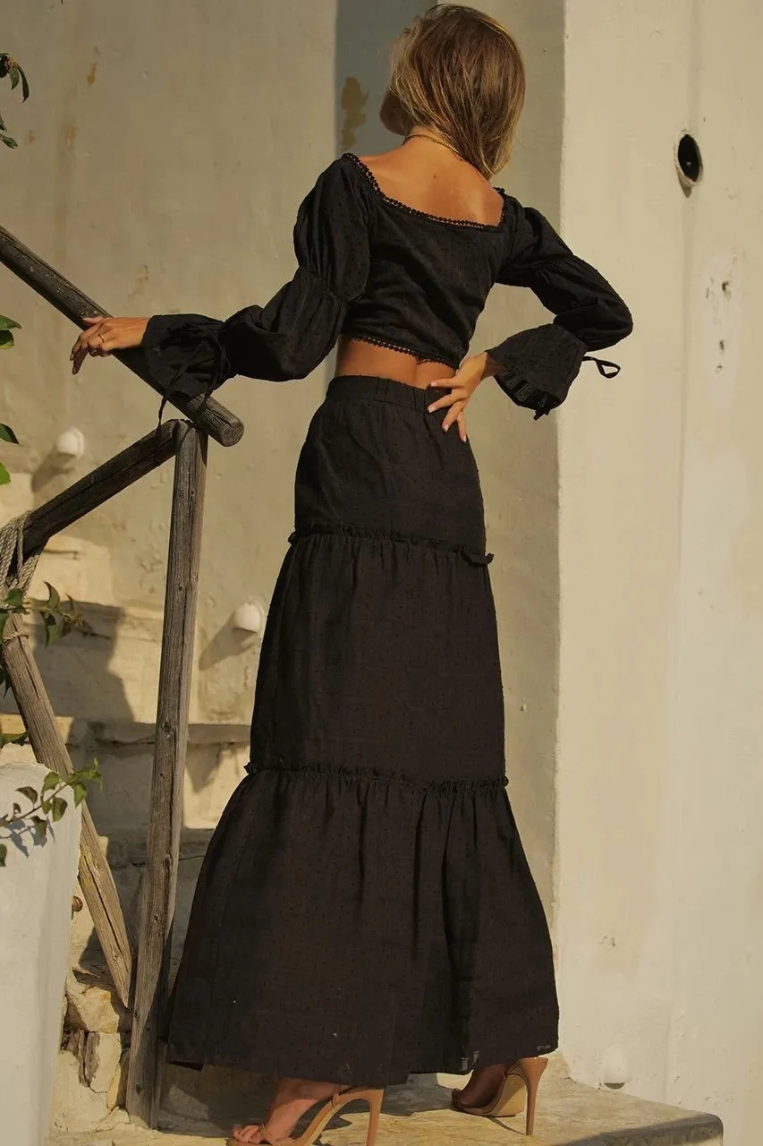 Analia black top and maxi skirt (sold as separates)