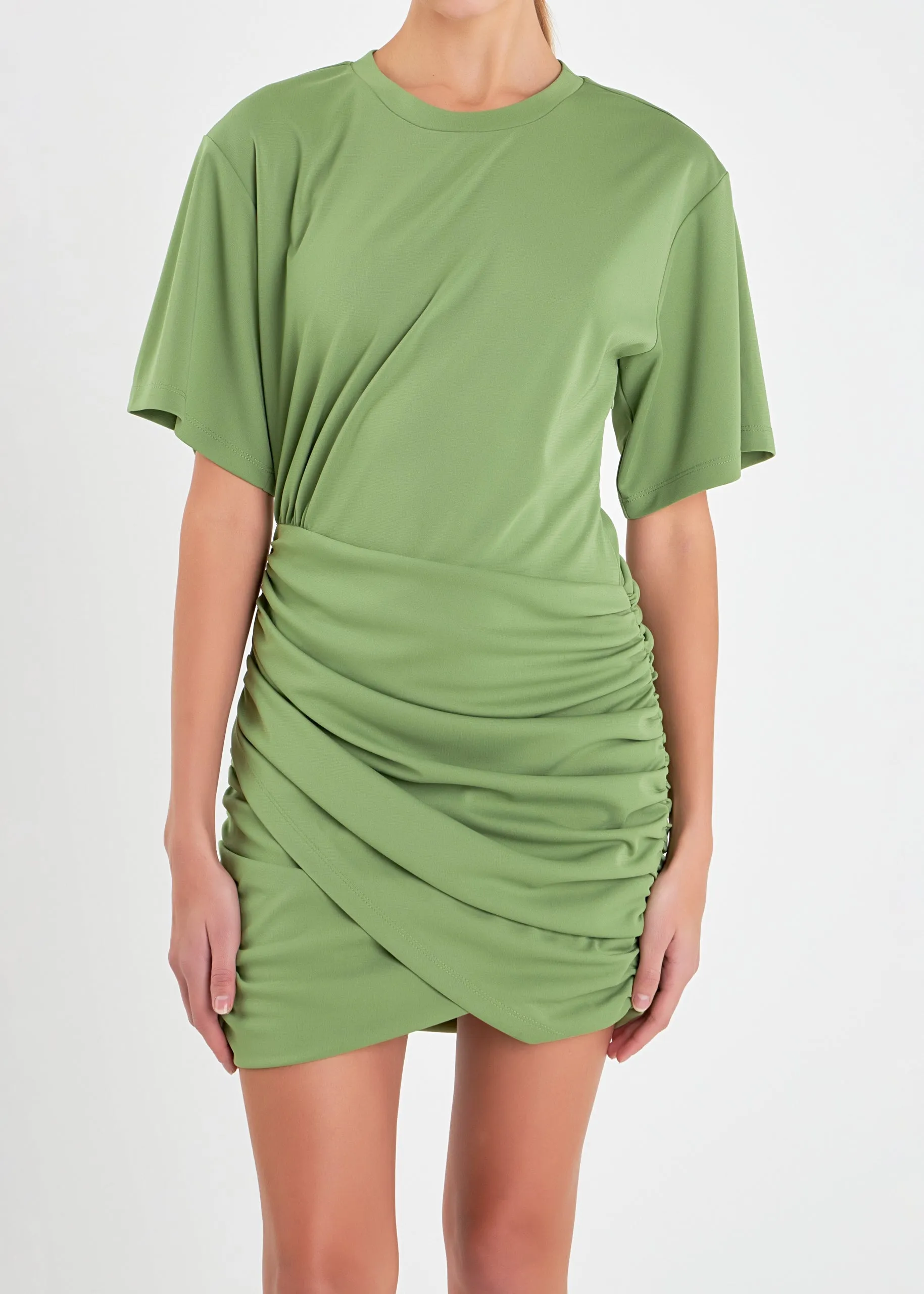 Asymmetric Ruched Mini Dress