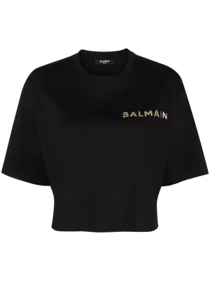 Balmain Laminated Cropped T-Shirt