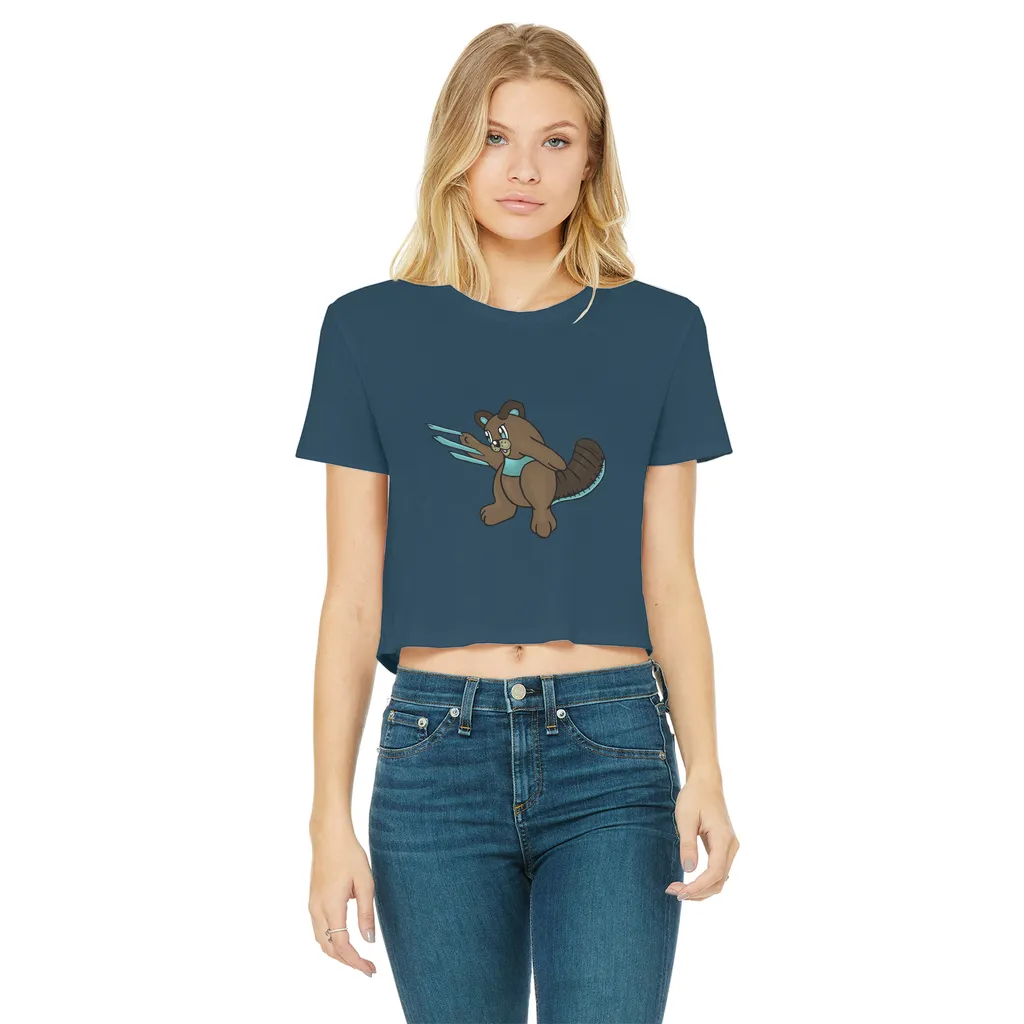 Beaveice Classic Women's Cropped Raw Edge T-Shirt