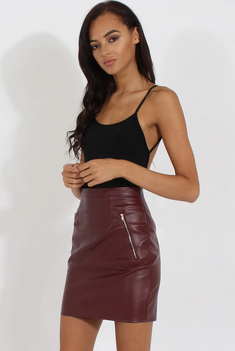 Burgundy PU skirt - Iris