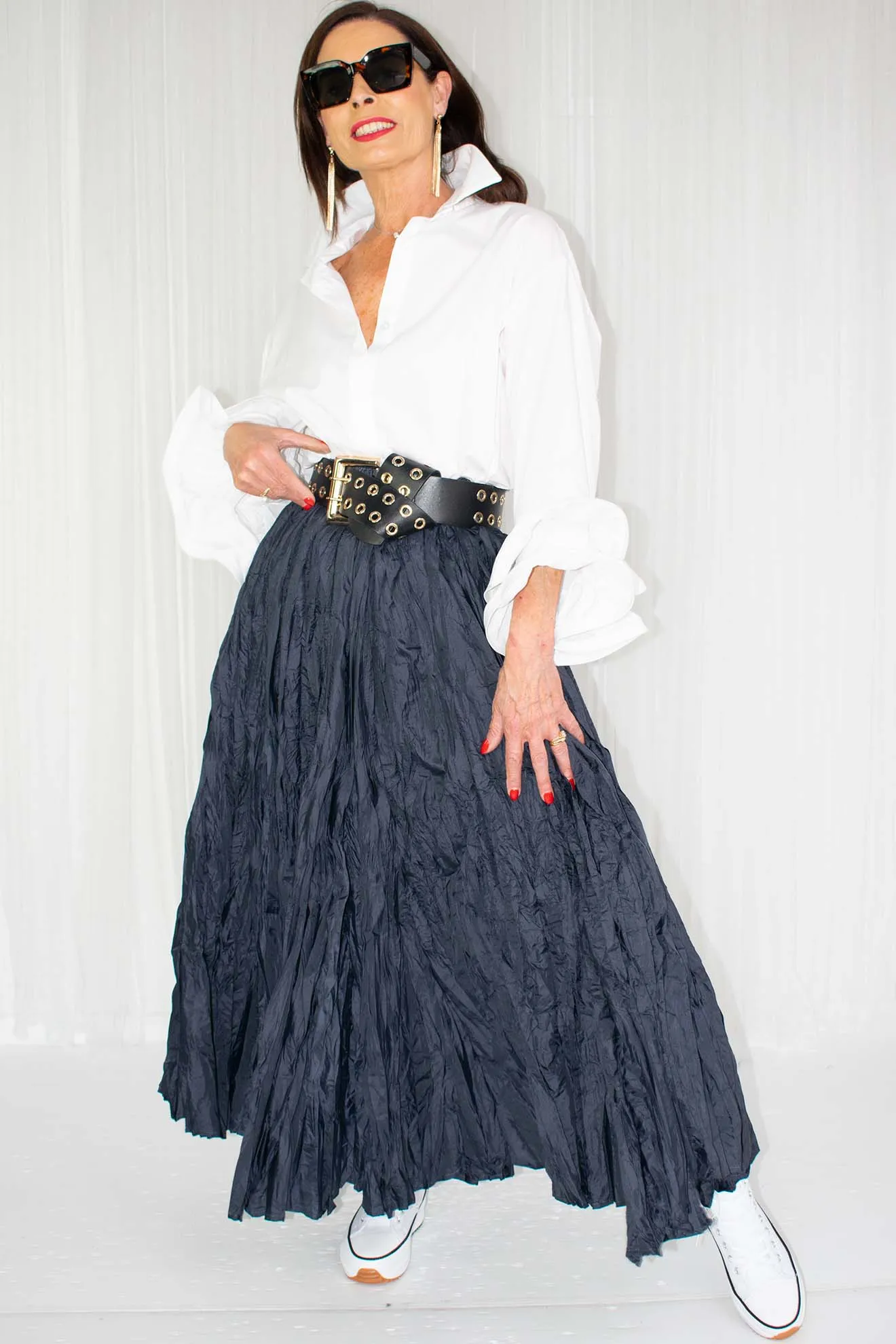 Calia Crinkle Skirt in Fresh Navy