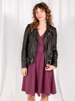 Callie 3/4 Sleeve Wrap Dress - Diamond Vine Dark Purple