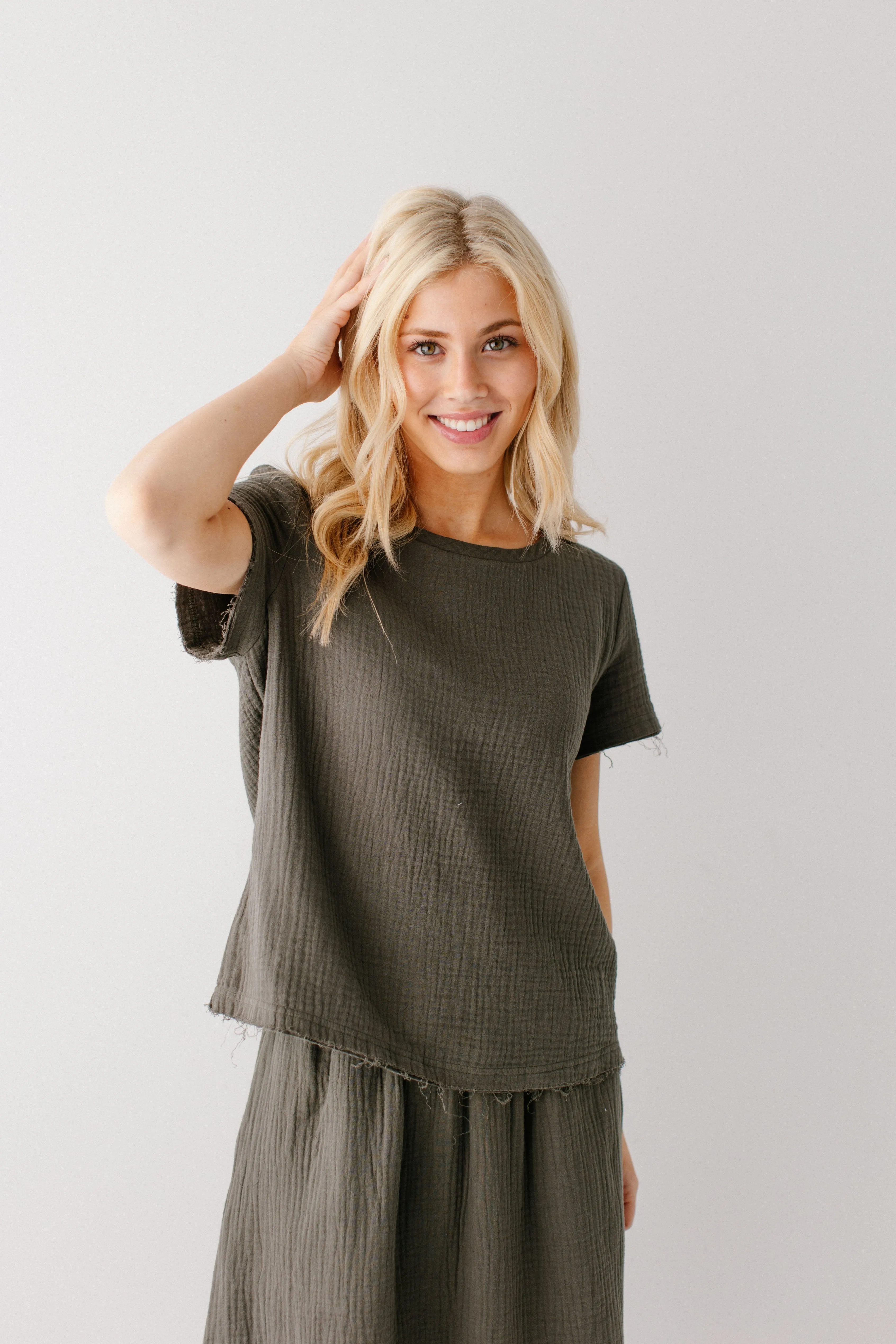 'Cassandra' Raw Hem Cotton Gauze Top FINAL SALE