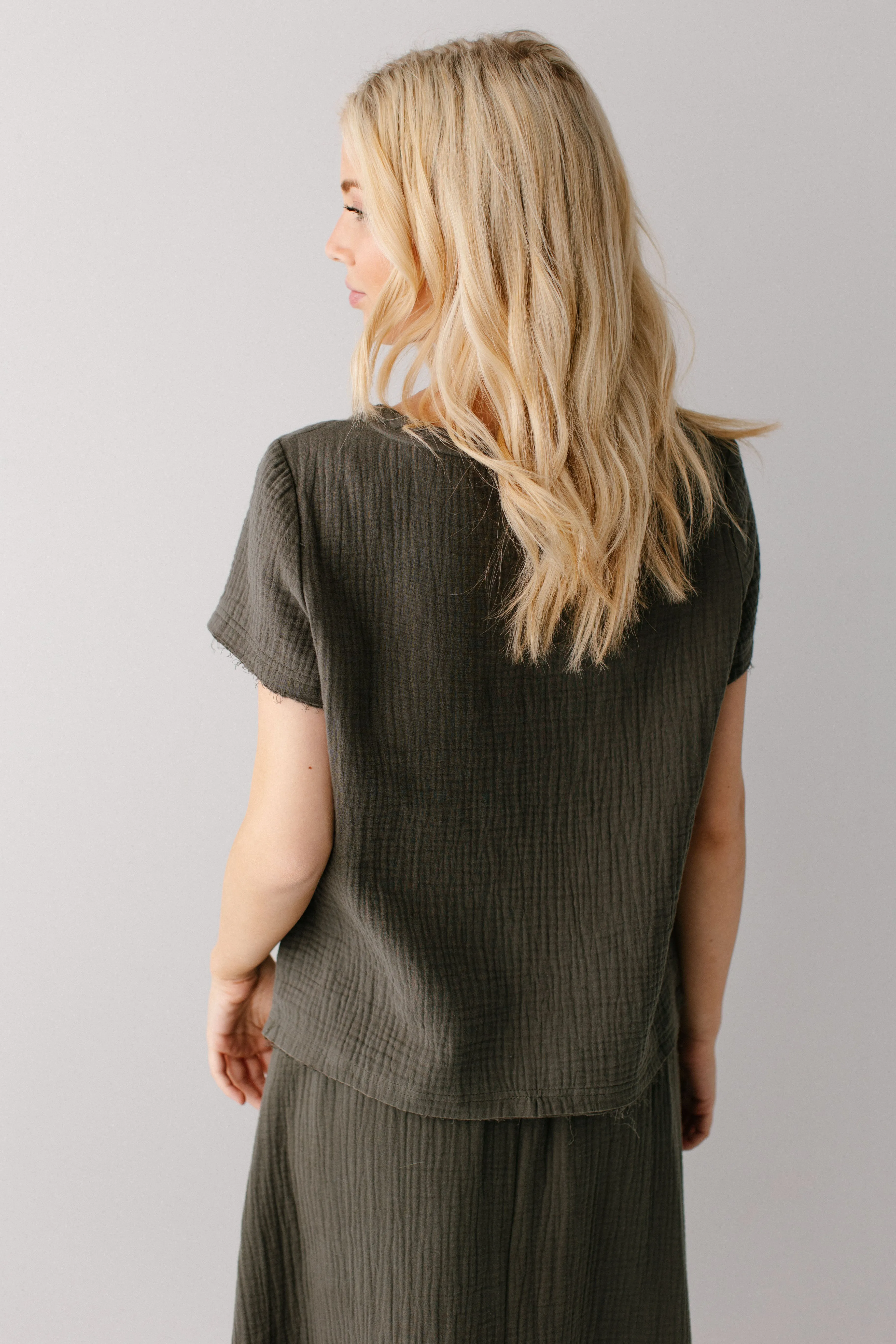 'Cassandra' Raw Hem Cotton Gauze Top FINAL SALE