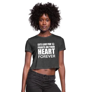 Cats Leave Paw Prints On Your Heart Forever Women's Cropped T-Shirt