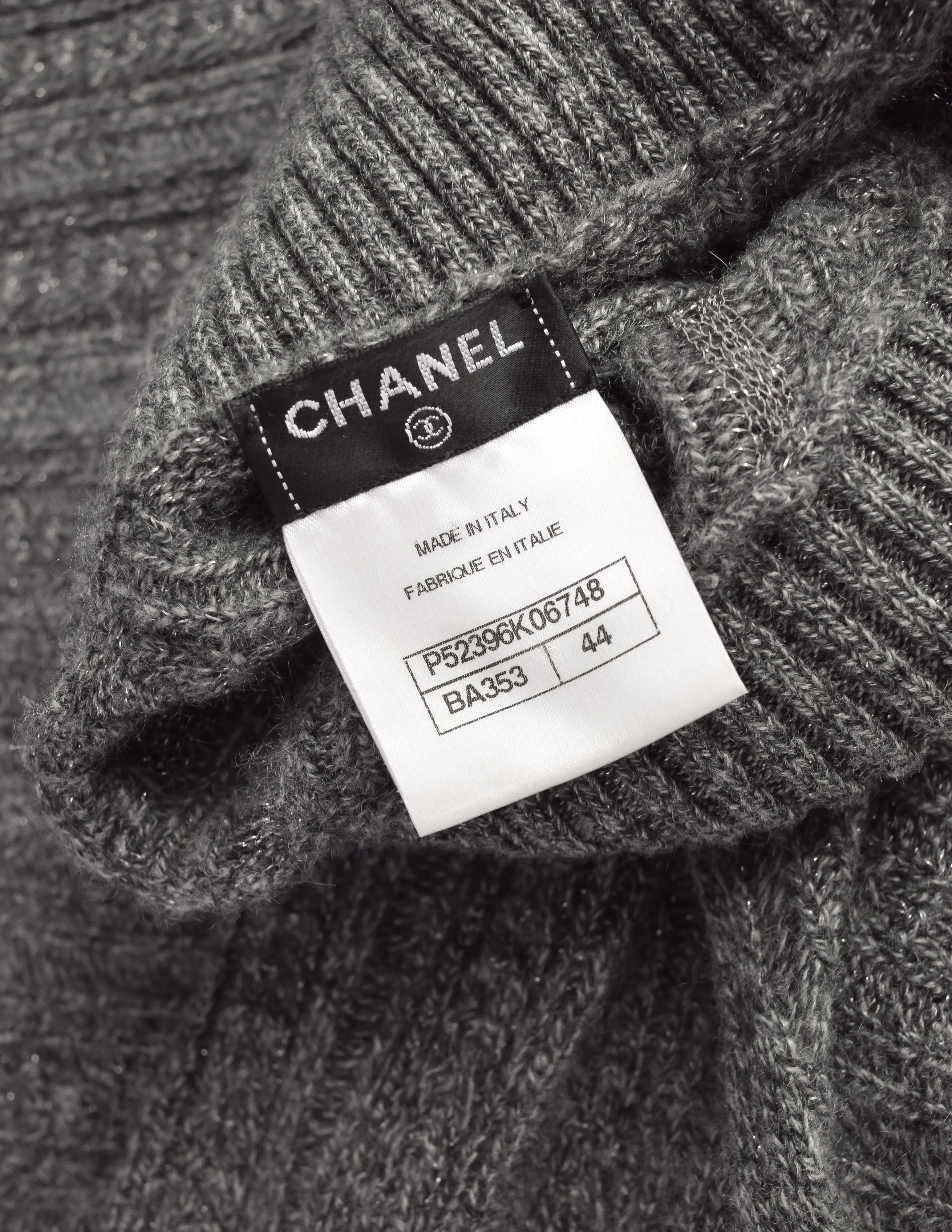 Chanel PF 2015 Grey Sparkly Cashmere Knit Sweater and Skirt Set