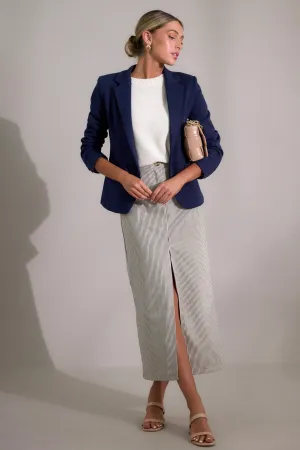 Change It Up Natural & Navy Stripe Maxi Skirt