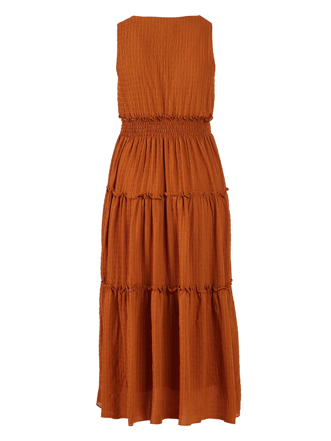 Cinnamon Tiered Fit-And-Flare Midi Dress