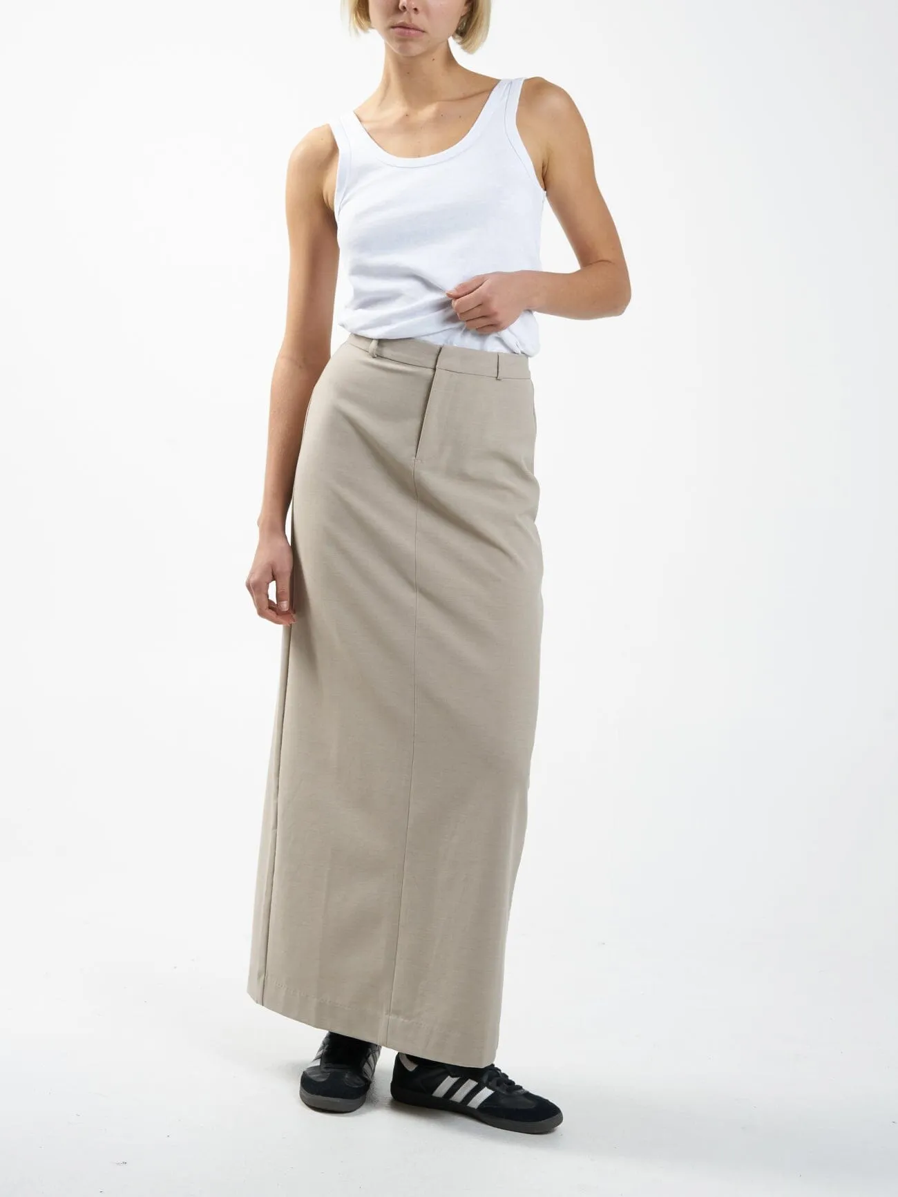 Column Suiting Skirt - Stone