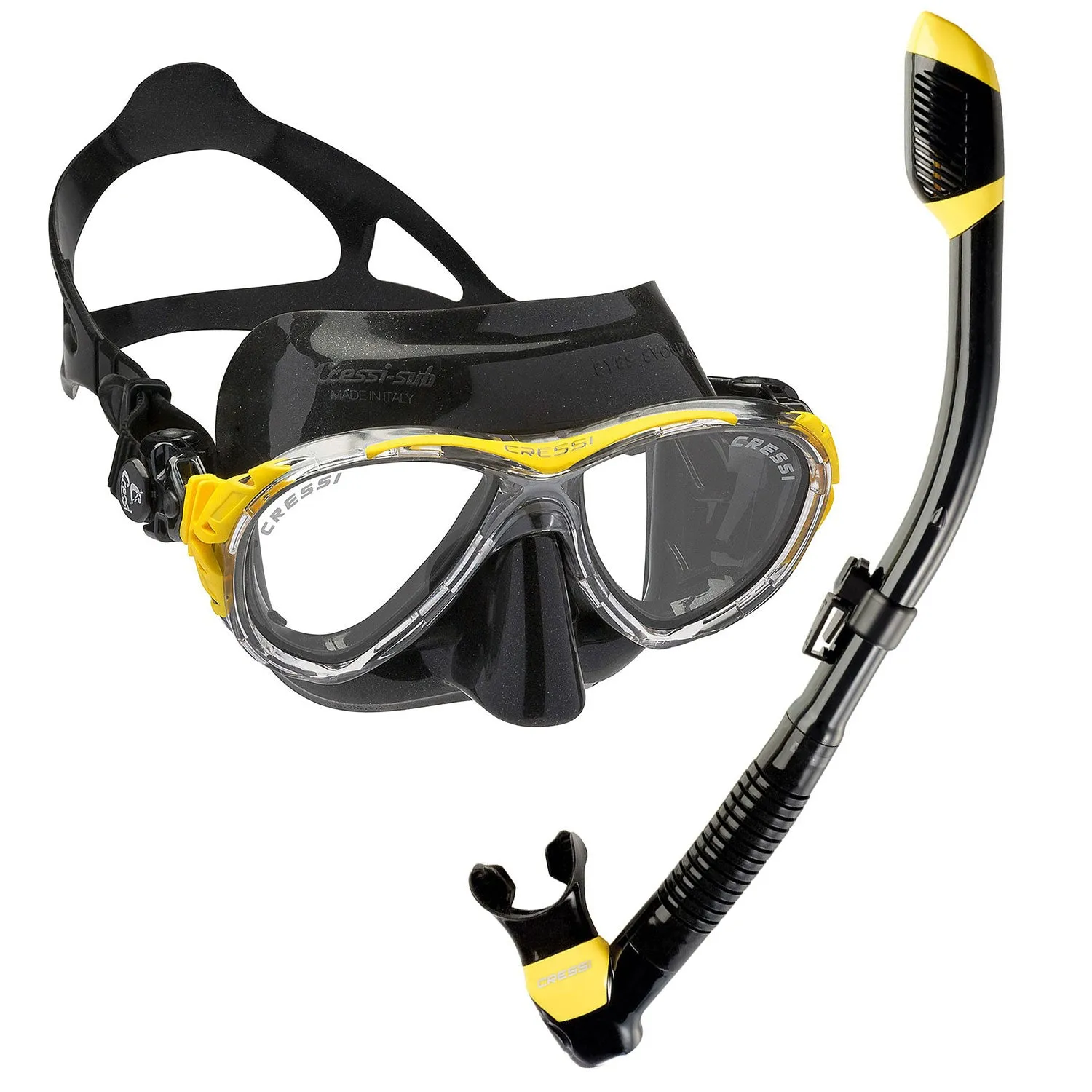 Cressi Eyes Evolution Crystal Mask Dry Snorkel Package