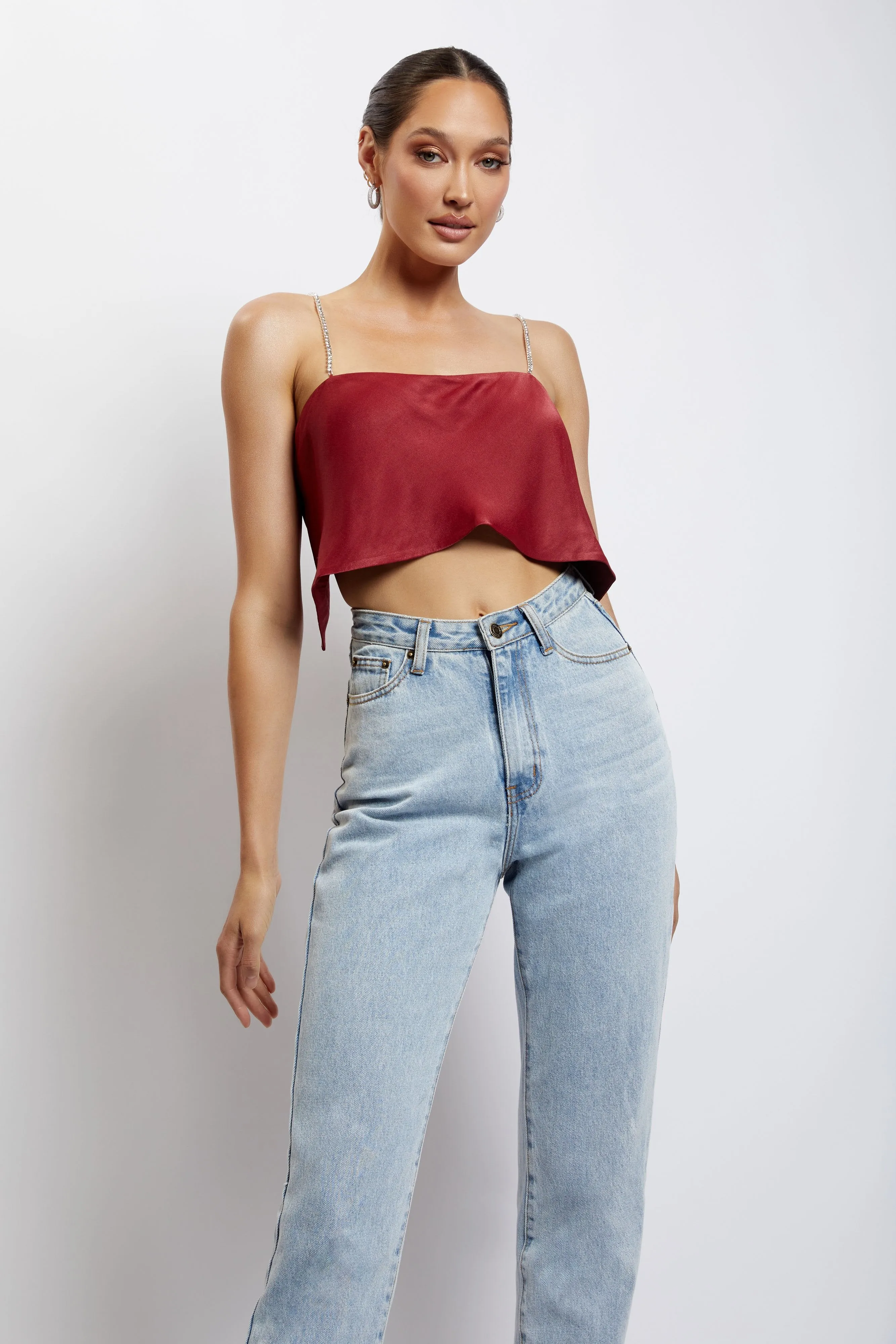 Dayana Straight Cut Crop Top - Wine