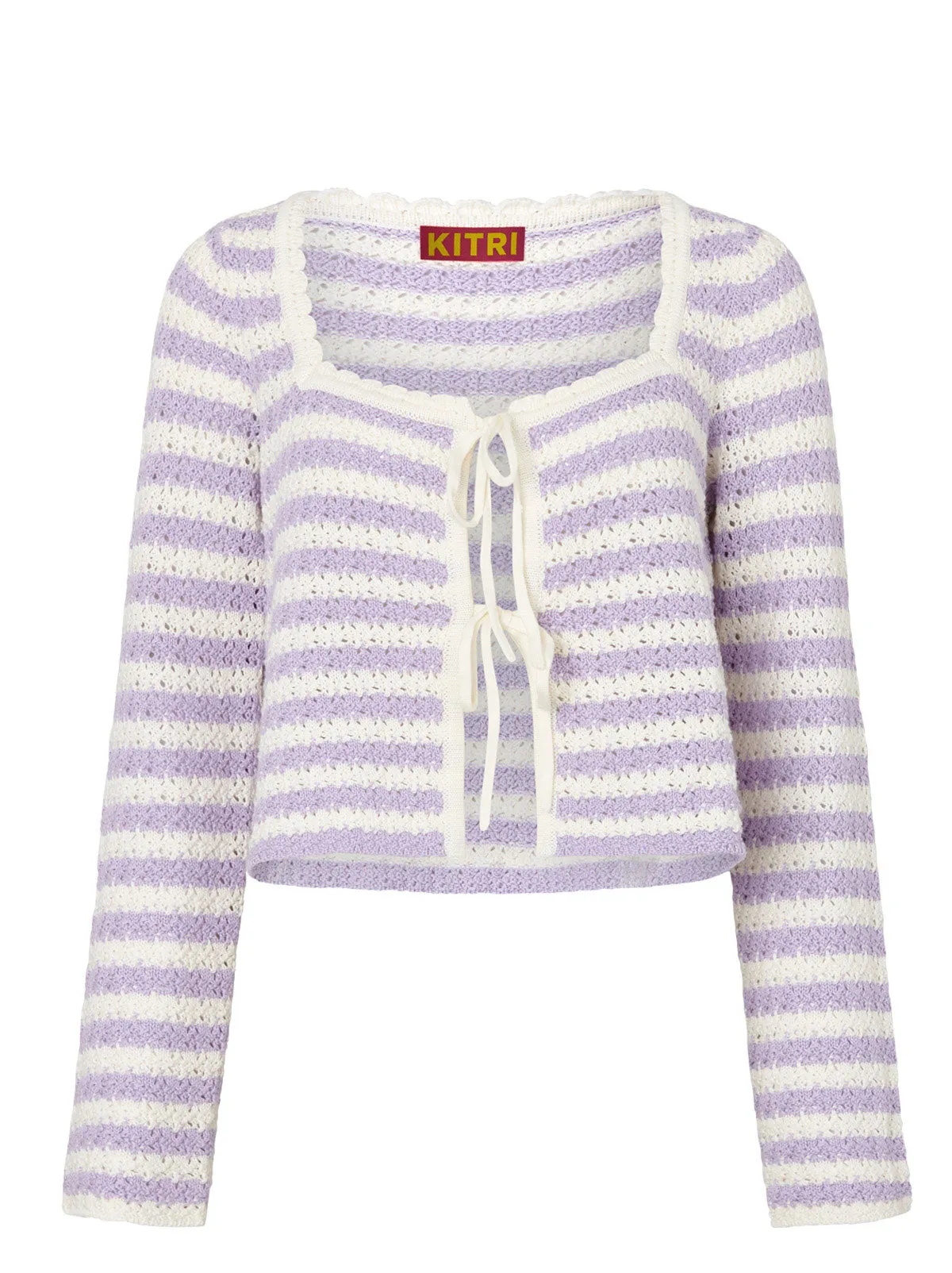 Dionne Lilac Stripe Crochet Knit Cardigan