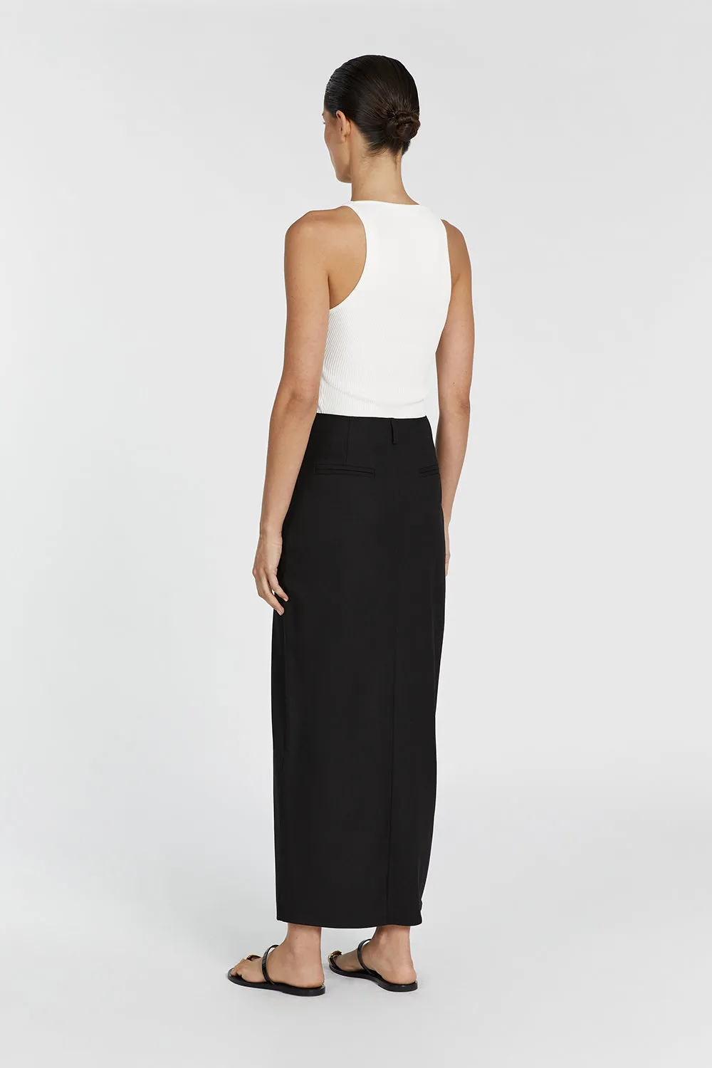 DREW BLACK FRONT MIDI SKIRT