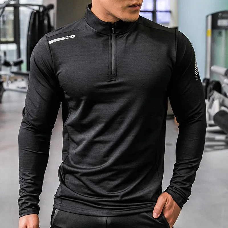 Dry Fit Compression Sport Shirt Men Rashgard Fitness Long Sleeves Running Sweatshirt Gym T-shirt Football Jersey Sportswear