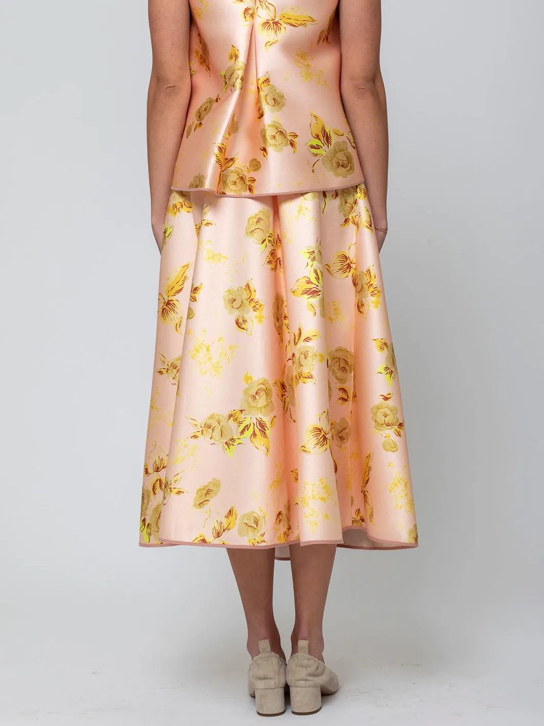 Duchesse Satin Roses Skirt - Dawn