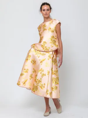 Duchesse Satin Roses Skirt - Dawn