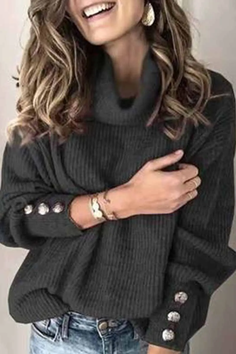 Dunnmall Fashion Casual Turtleneck Knitted Sweater