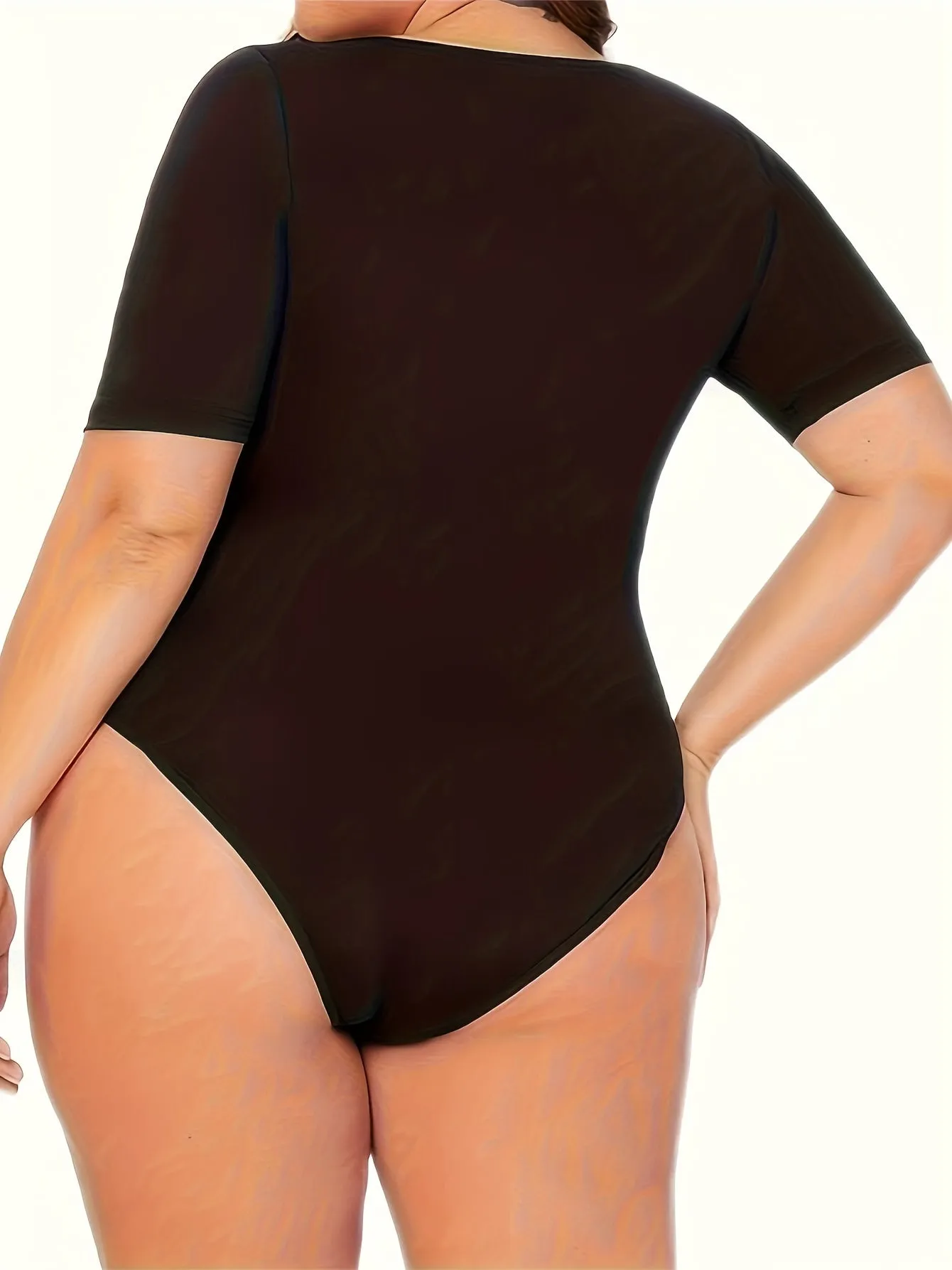 Effortlessly Chic Women's Plus Simple Solid Square Neck Bodysuit