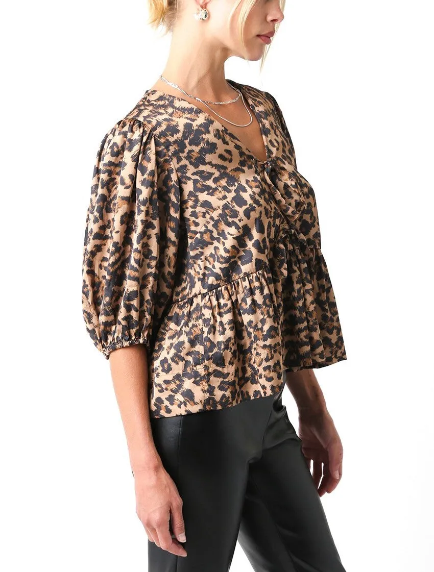 Ellie Leopard Tie Front Top