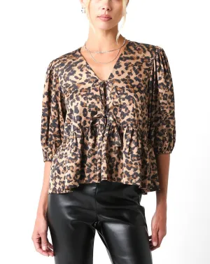 Ellie Leopard Tie Front Top