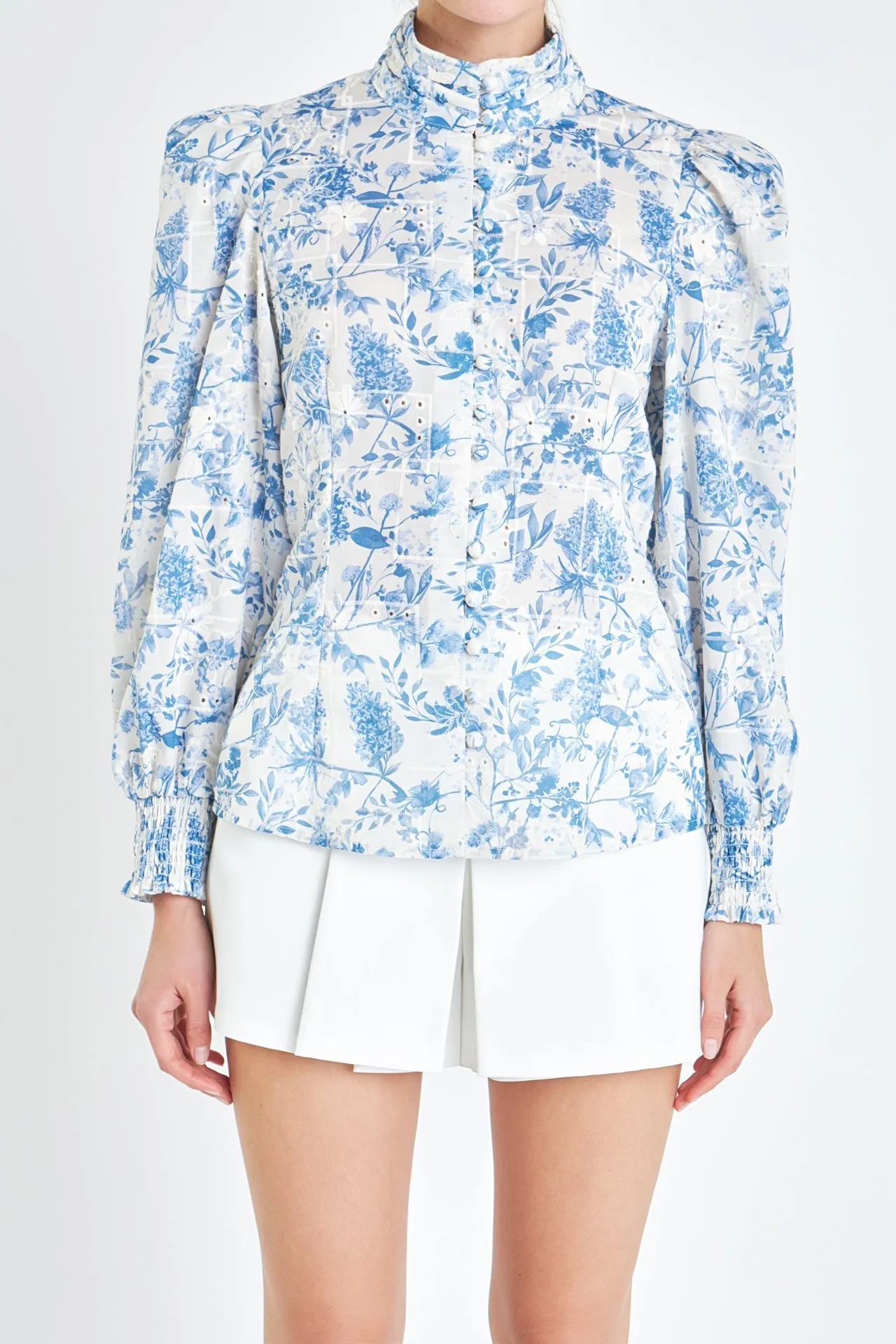 English Factory - Digital Print Button Down Blouse