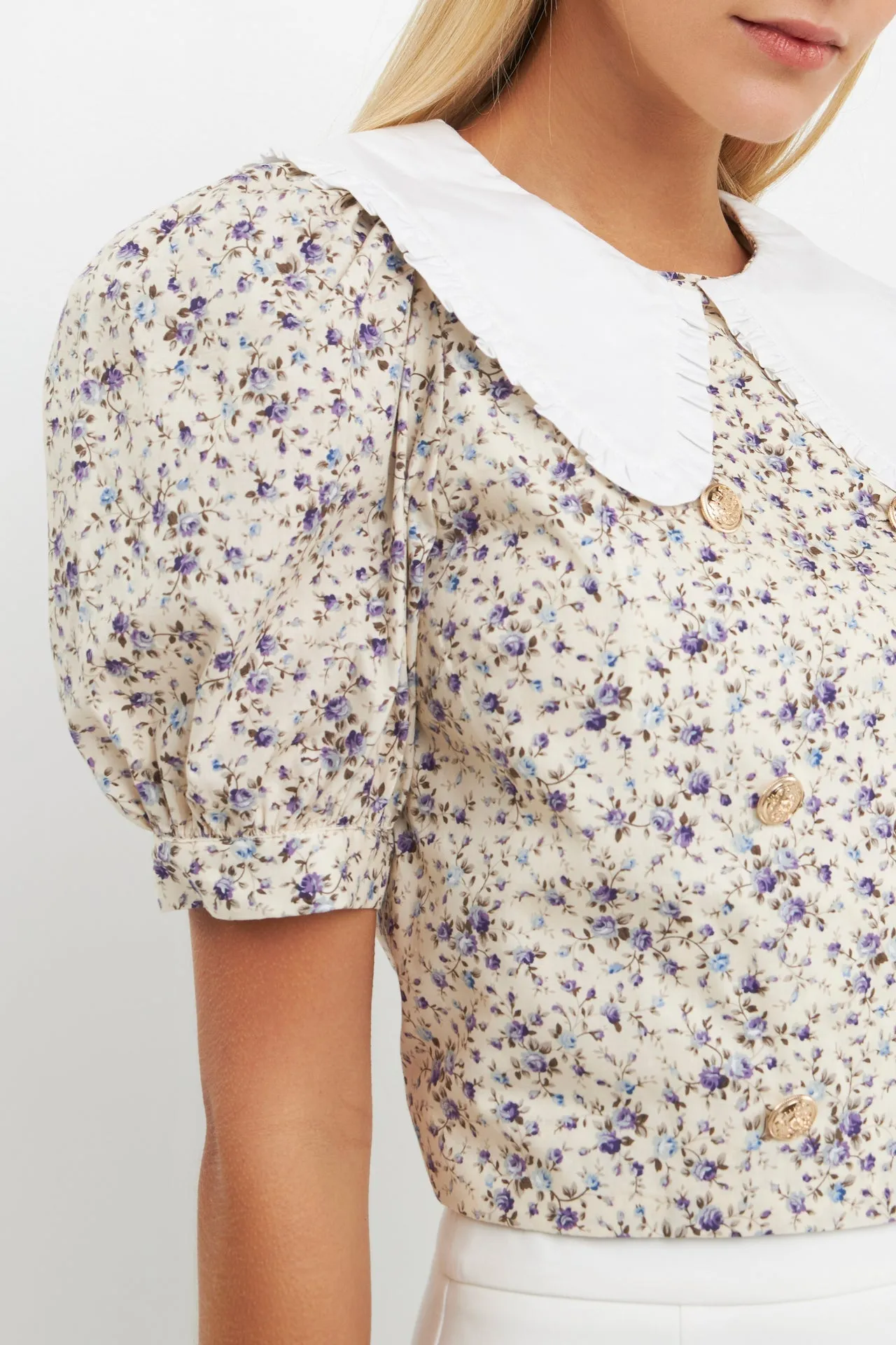 English Factory - Oversized Collar Floral Top