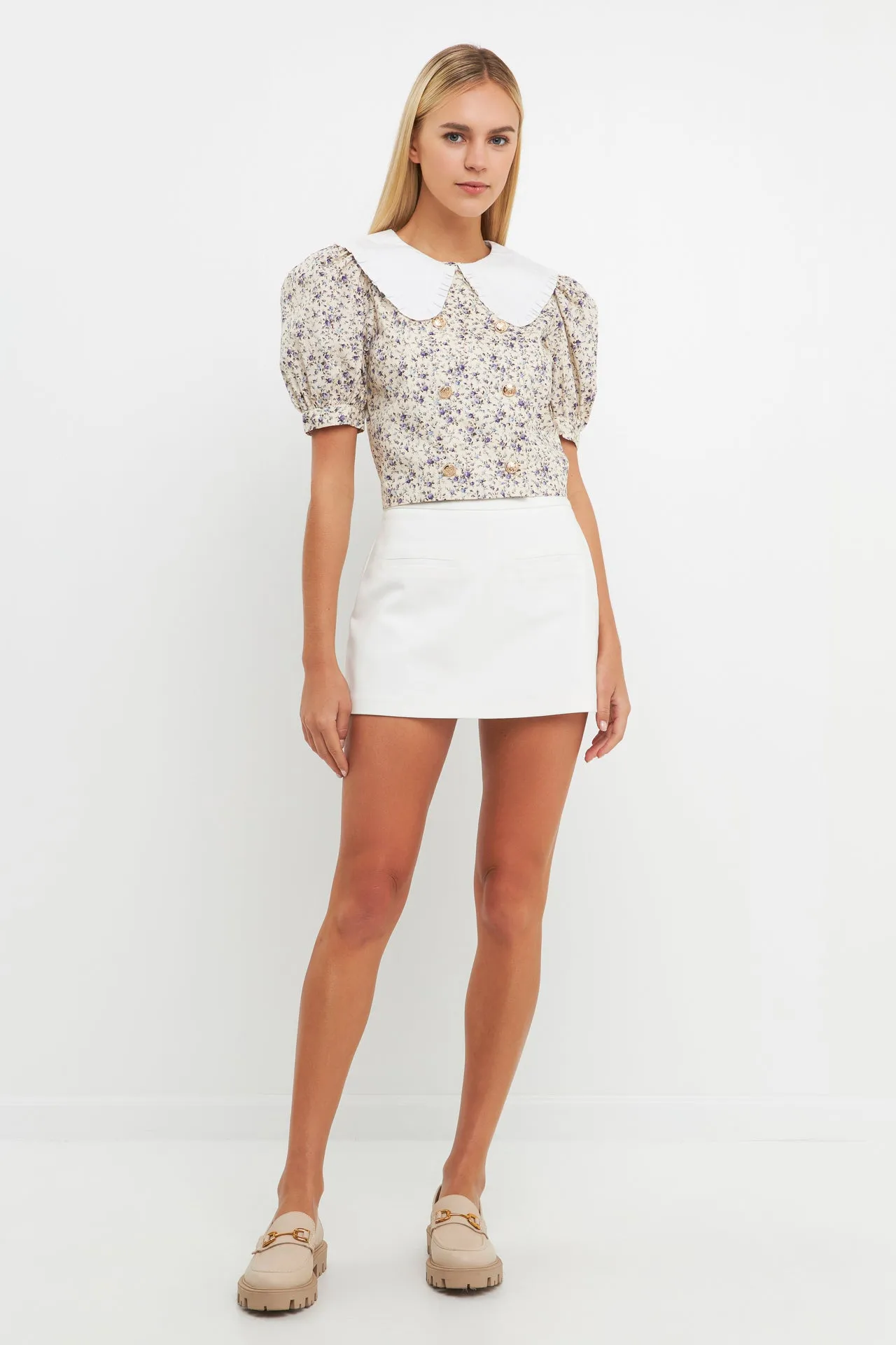 English Factory - Oversized Collar Floral Top