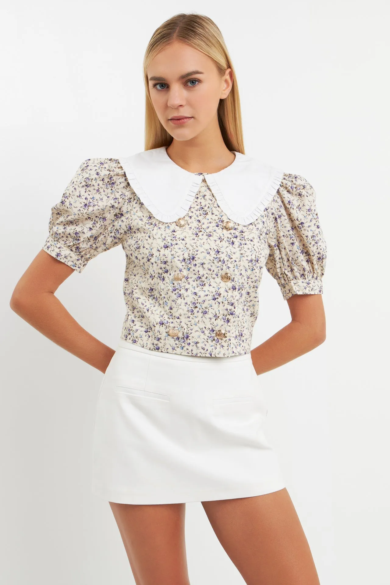 English Factory - Oversized Collar Floral Top