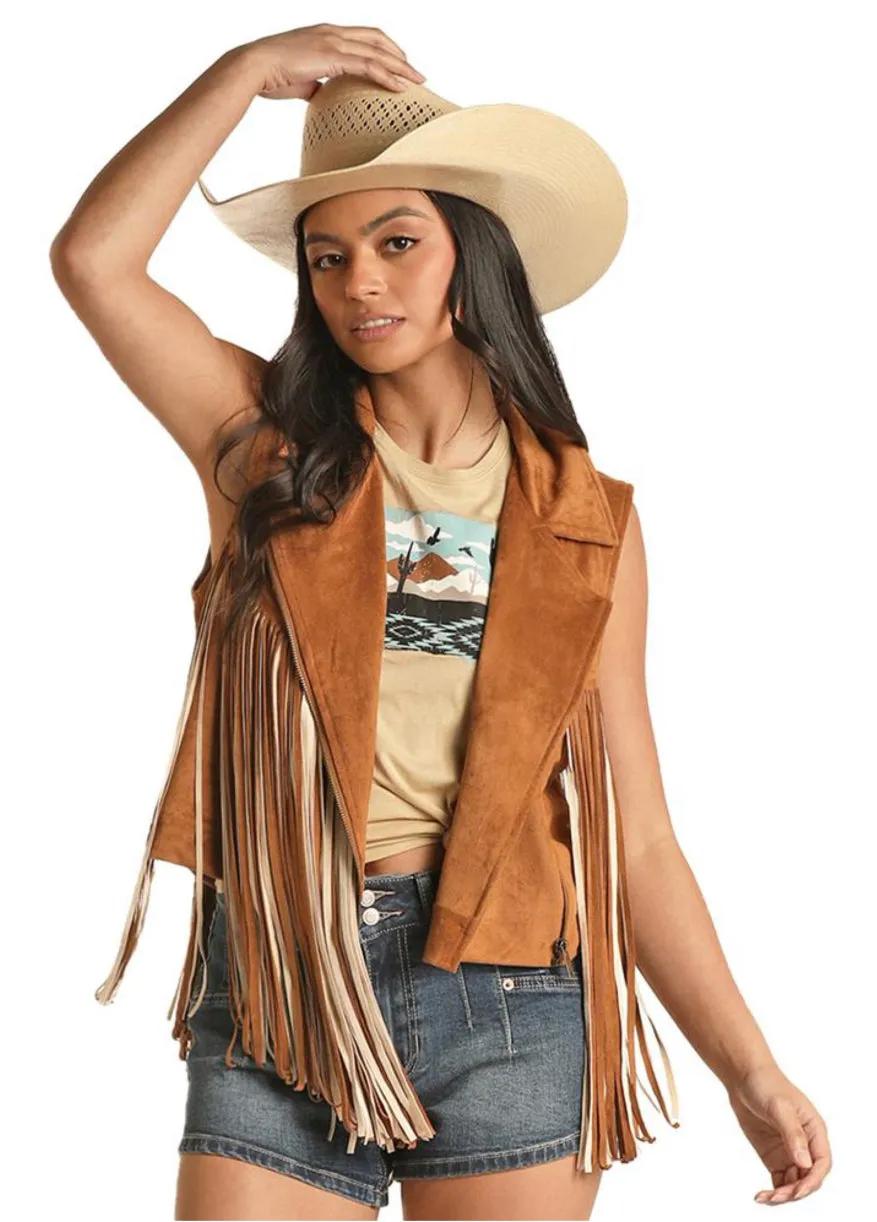 Final Sale ✨Texas Fringe Vest Microsuede Fringe Brown Vest