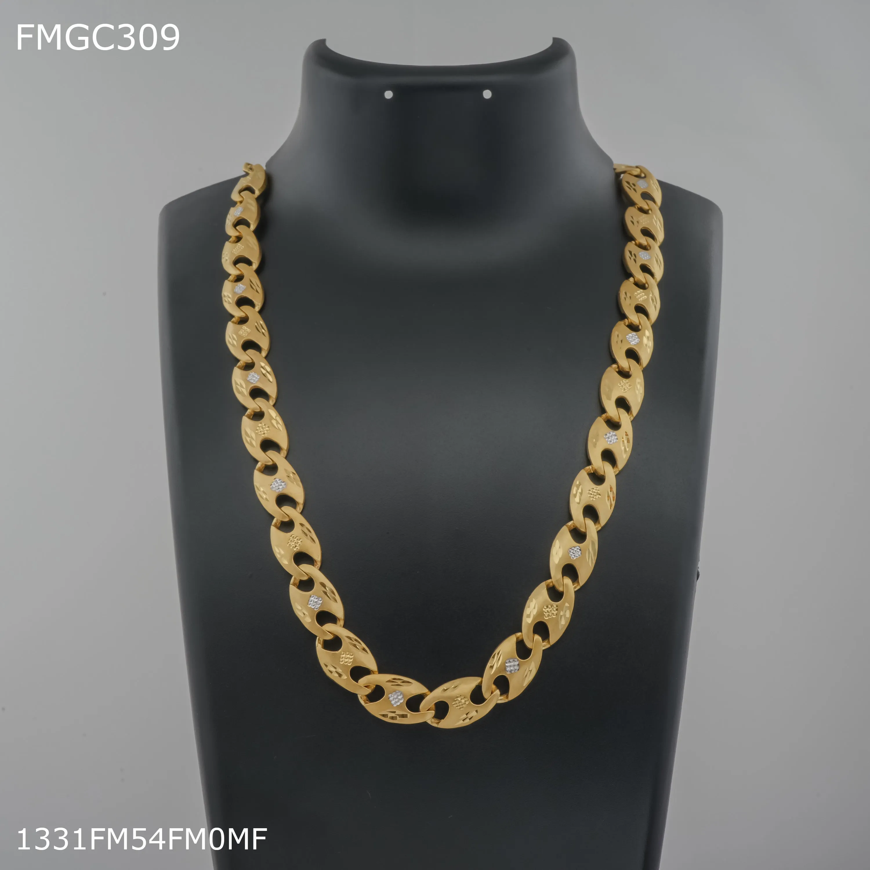 Freemen Fish cuting gold plated chain with ad lock For Men - FMGC309