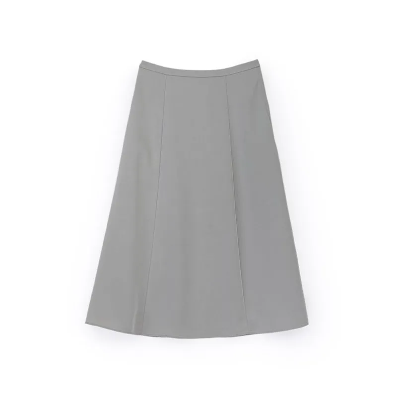 Grey Green High Waist Smooth Midi Skirt Women Girls