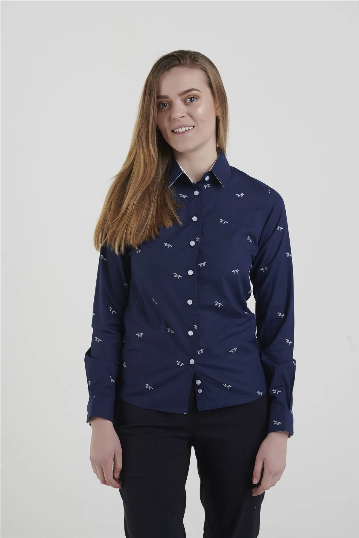 Hazy Blue Womens Ladies Long Sleeve Shirt - Vinita