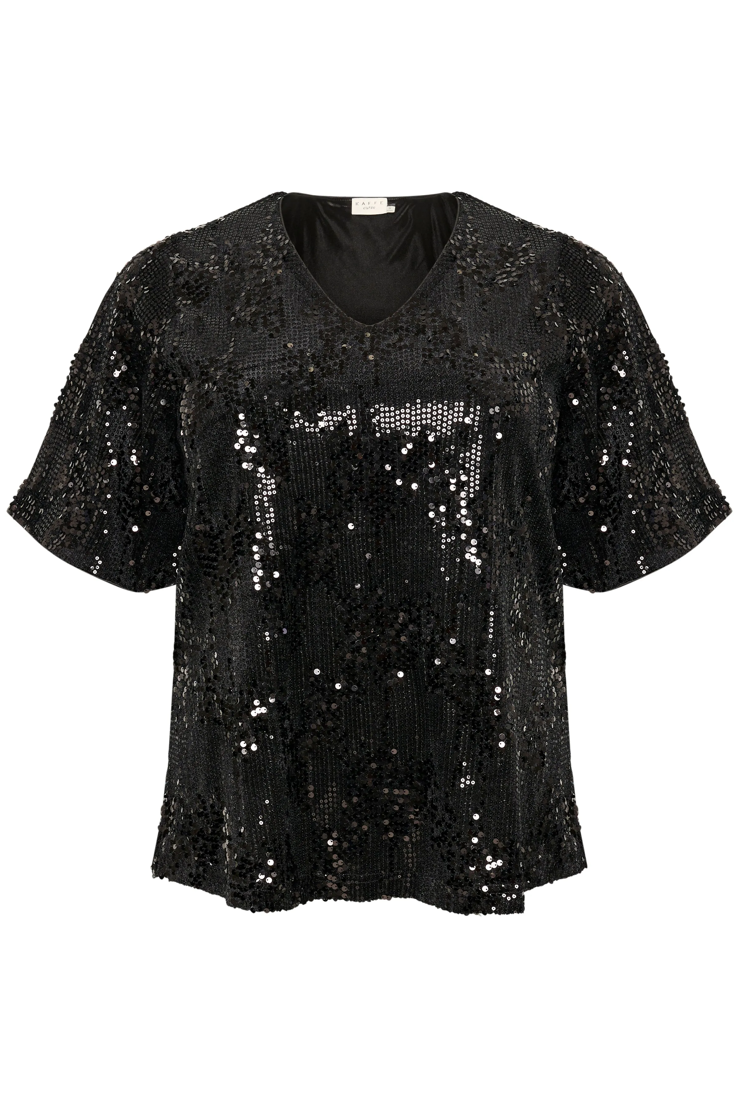 Kaffe Curve Nicoleen Sequin Blouse in Black