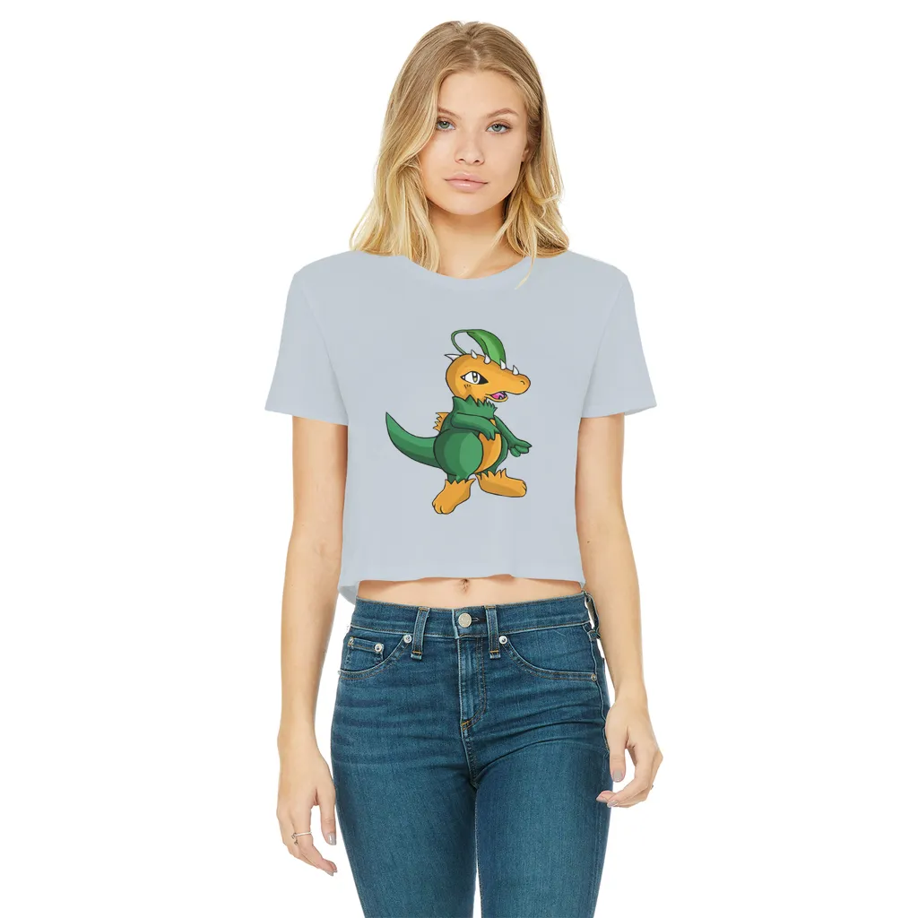 Leafasaur Classic Women's Cropped Raw Edge T-Shirt