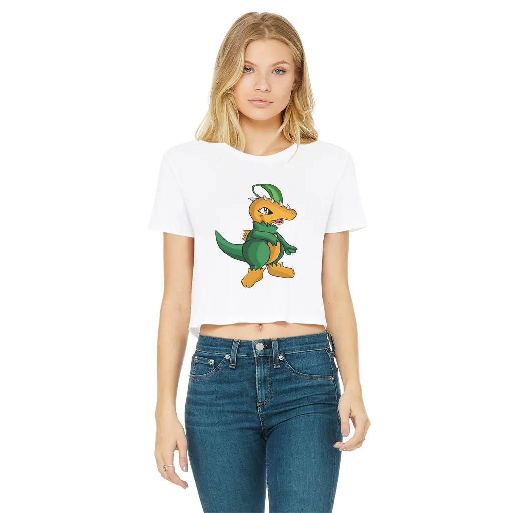 Leafasaur Classic Women's Cropped Raw Edge T-Shirt