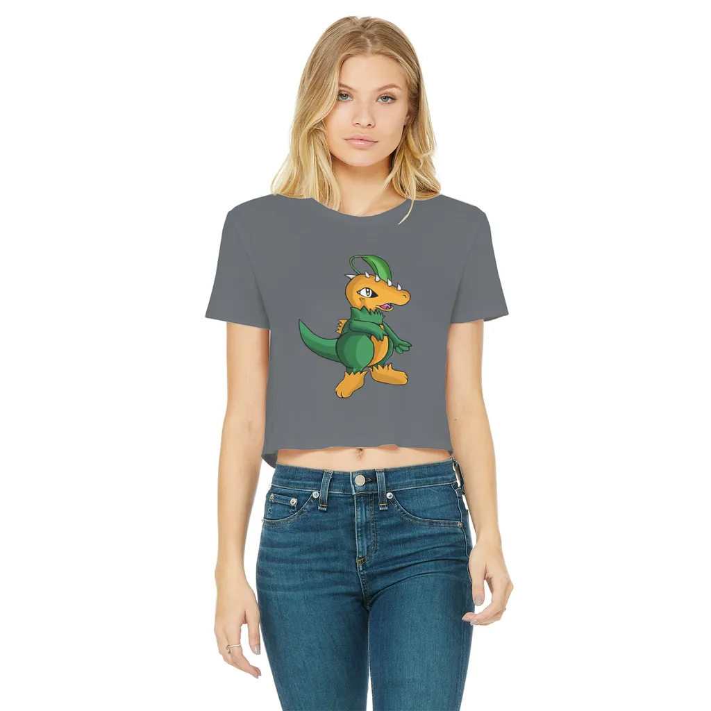 Leafasaur Classic Women's Cropped Raw Edge T-Shirt