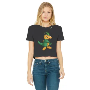 Leafasaur Classic Women's Cropped Raw Edge T-Shirt