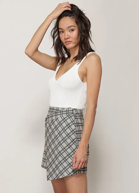 Lisa Plaid Asymmetric Skirt