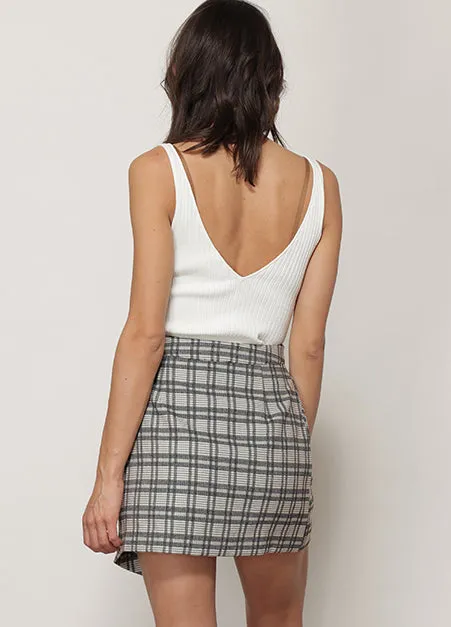 Lisa Plaid Asymmetric Skirt