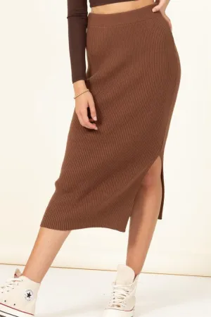 Lola High-Waist Ribbed Midi Skirt