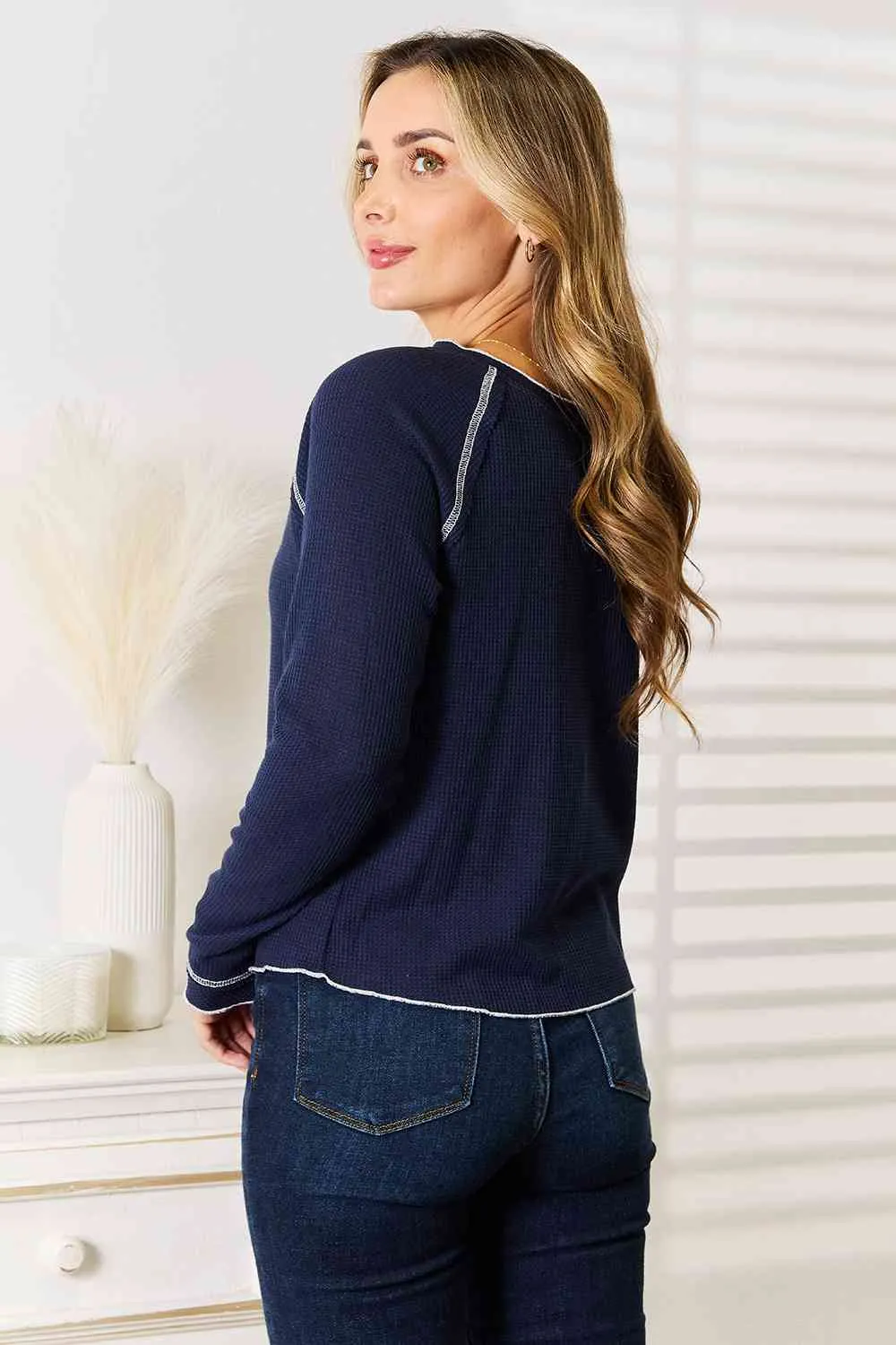 Long Raglan Sleeve Round Neck Top