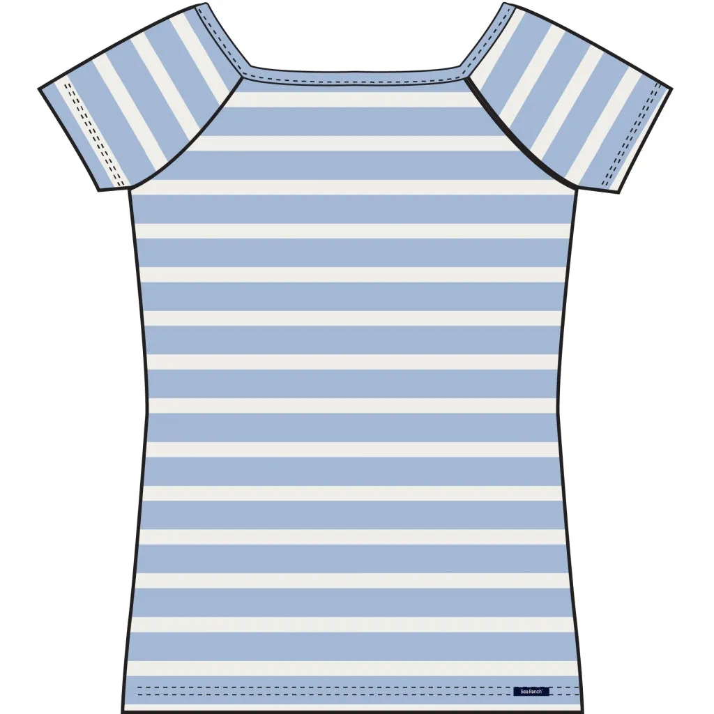 Melanie Striped Short Sleeve Tee - Cashmere Blue / Pearl