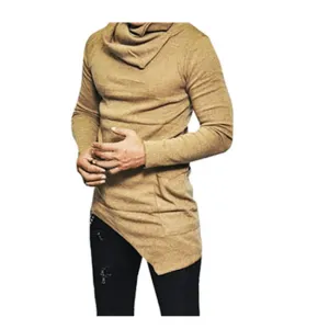 Men's Casual Cowl Neck Asymmetric Sweater