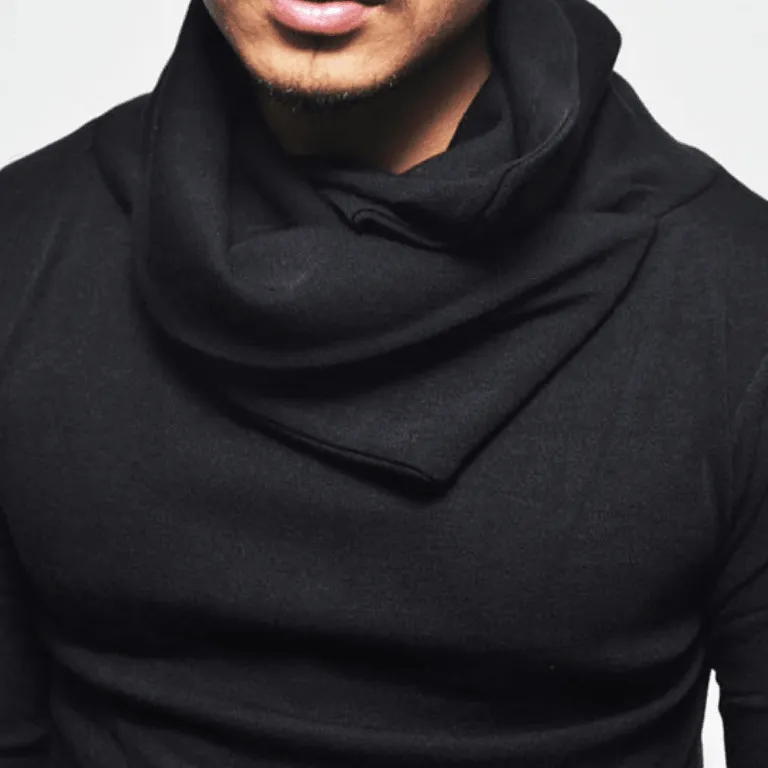 Men's Casual Cowl Neck Asymmetric Sweater