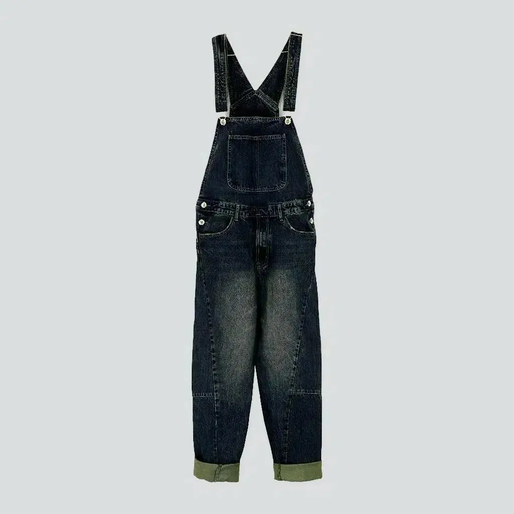 Men's dark wash denim dungaree