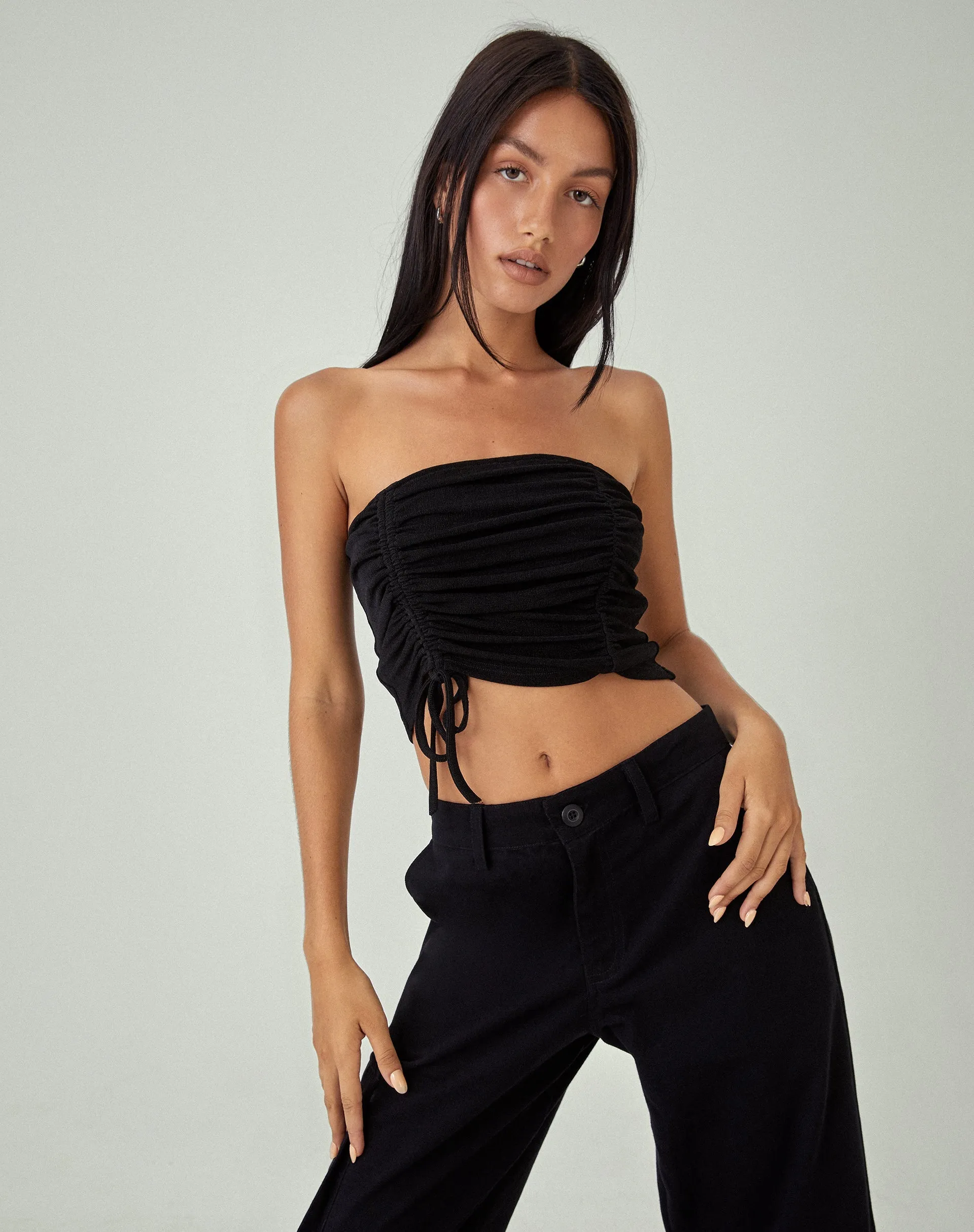 MOTEL X JACQUIE Verena Bandeau Top in Black